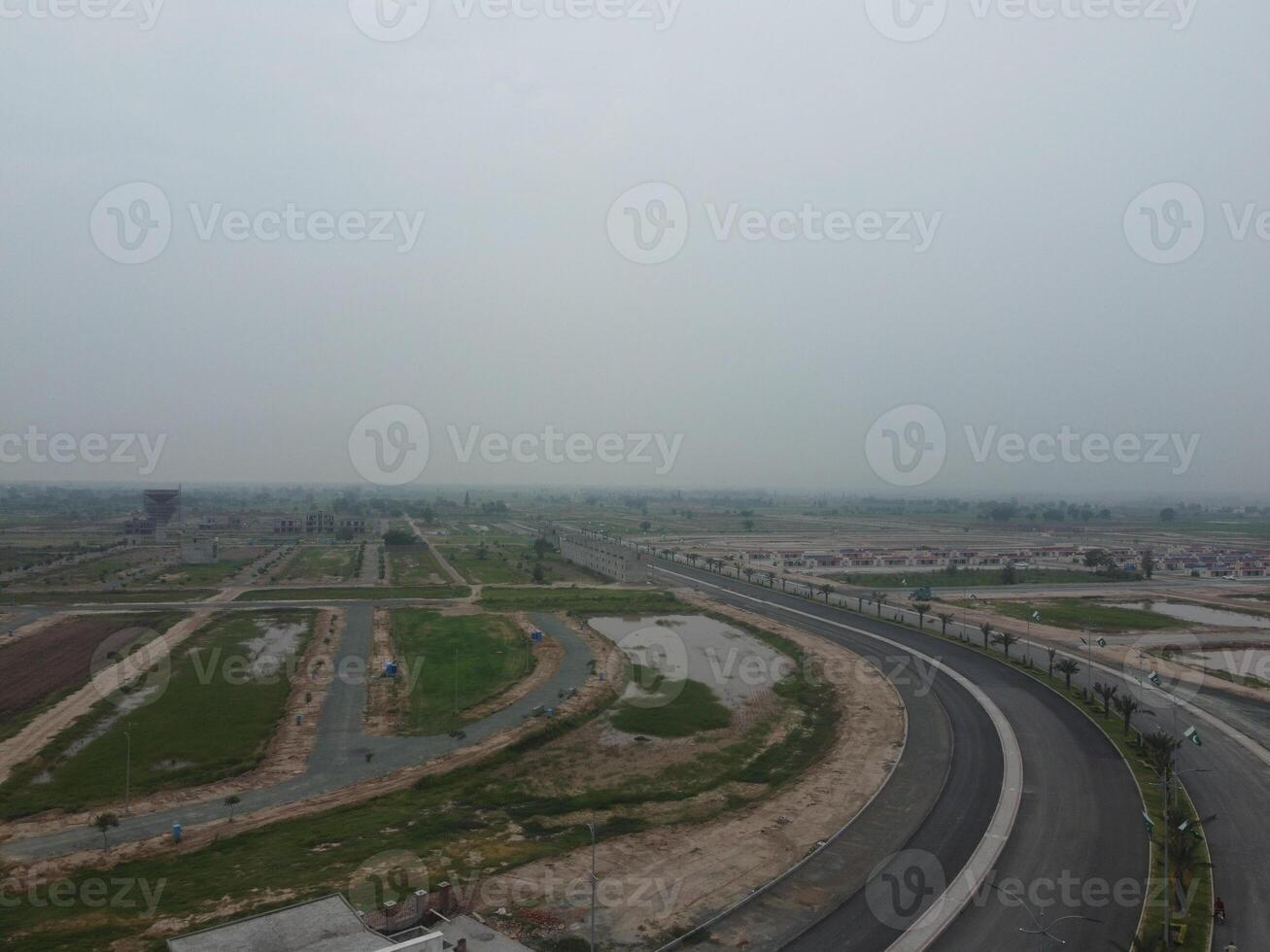 High angle view with drone of West Marina Housing Society in Lahore Pakistan on November 07, 2023 photo