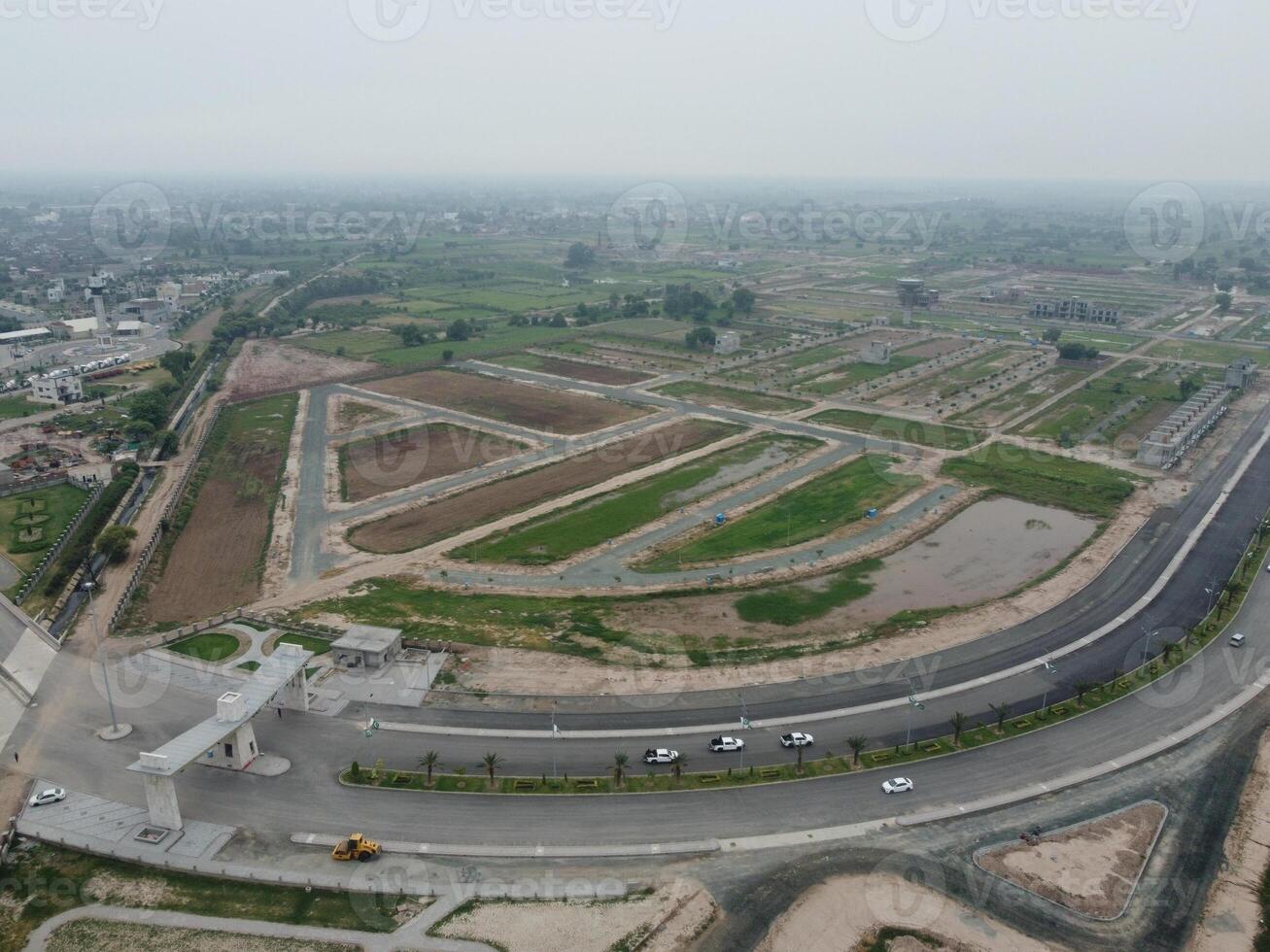 High angle view with drone of West Marina Housing Society in Lahore Pakistan on November 07, 2023 photo