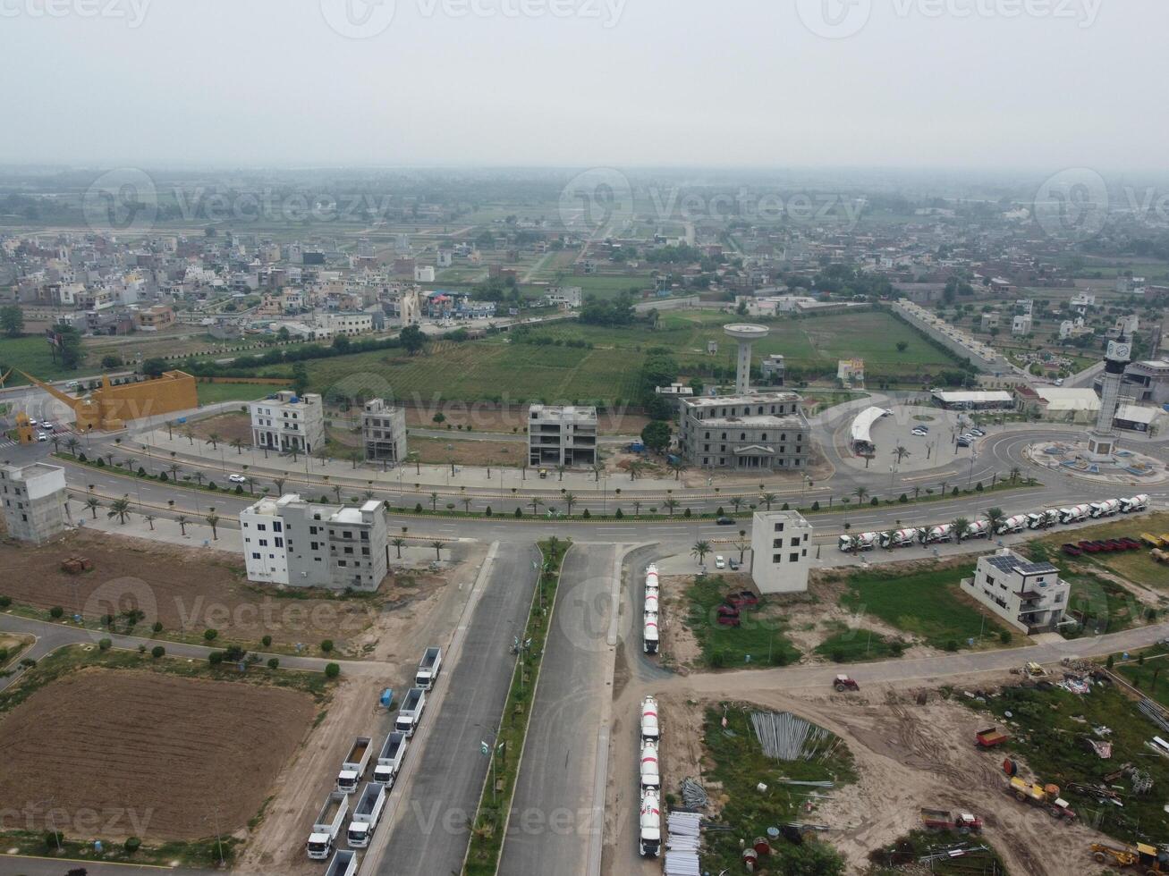 High angle view with drone of West Marina Housing Society in Lahore Pakistan on November 07, 2023 photo