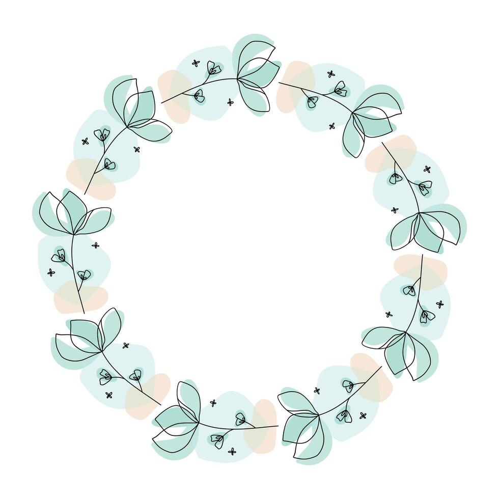 Hand drawn flowers wreath frame on white background vector