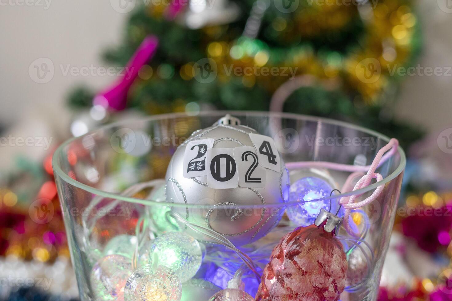 Close up shot of new year decorations. New year changing numbers. Holiday photo