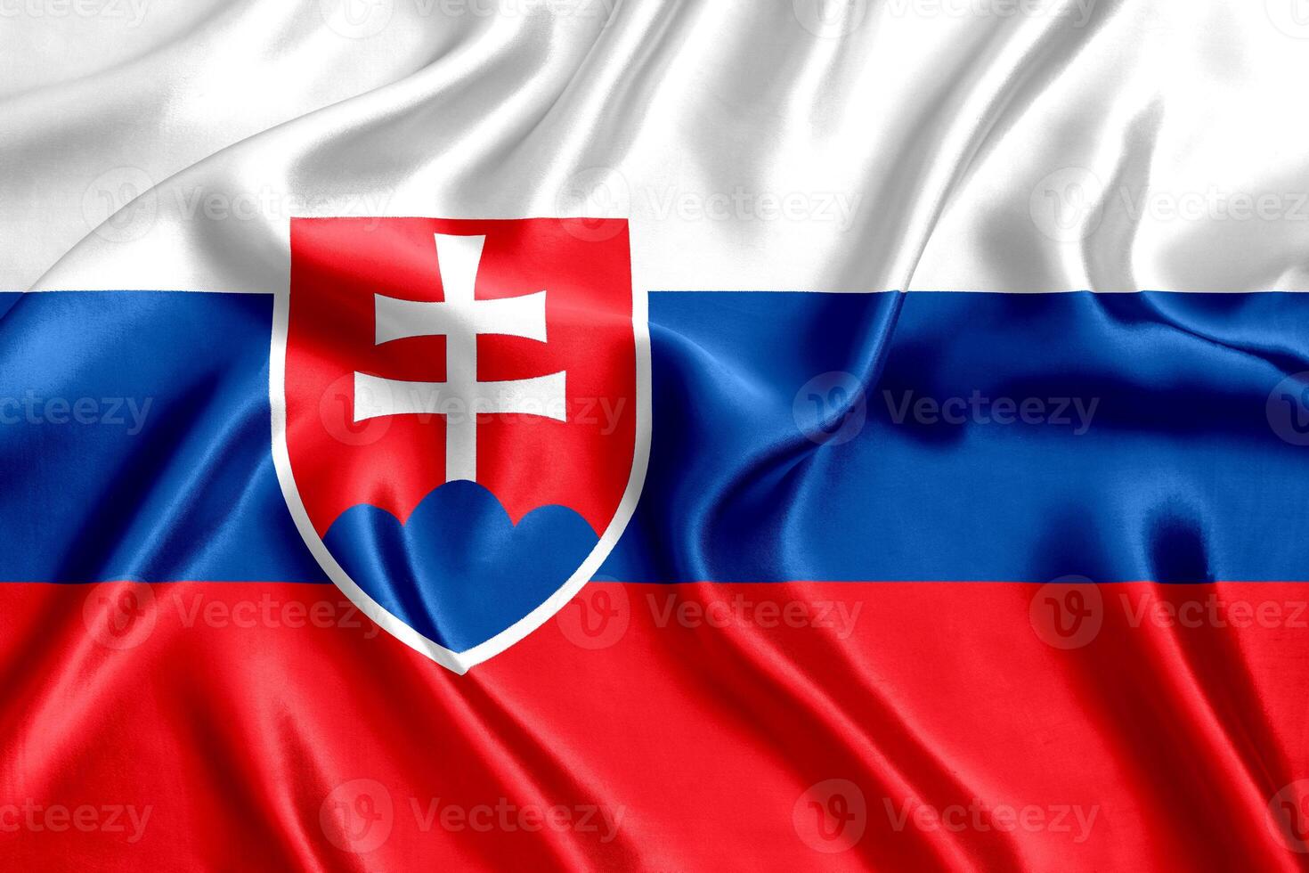 Flag of Slovakia silk close-up photo