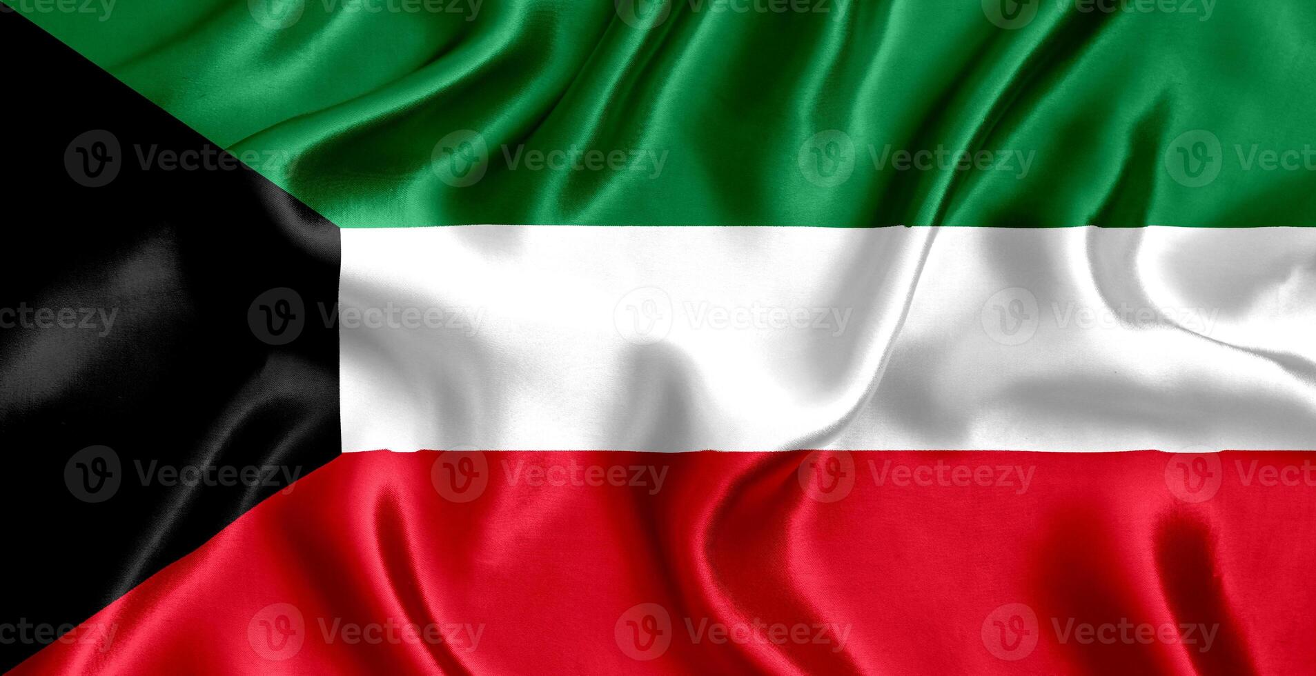 Flag of Kuwait silk close-up photo