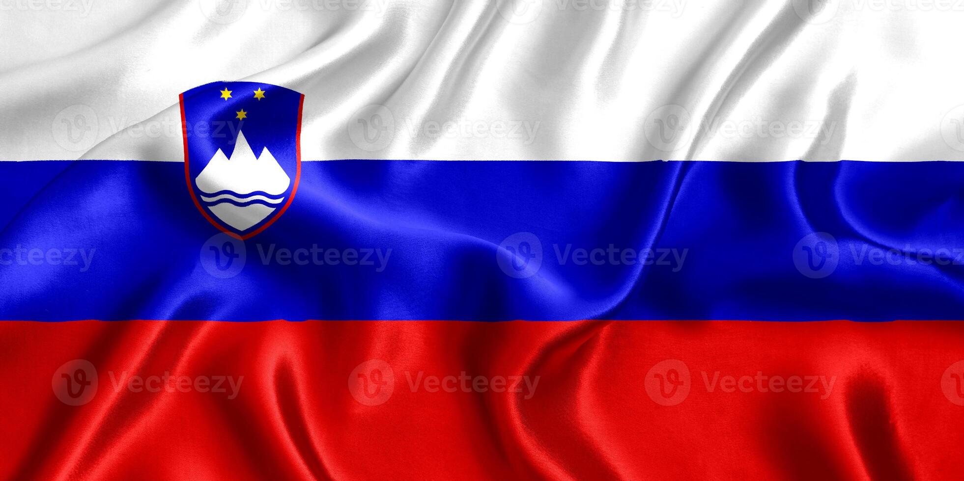 Flag of Slovenia silk close-up photo