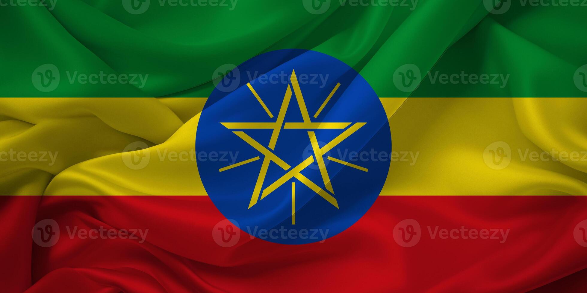 Vibrant Ethiopian Flag Waving in the Breeze photo