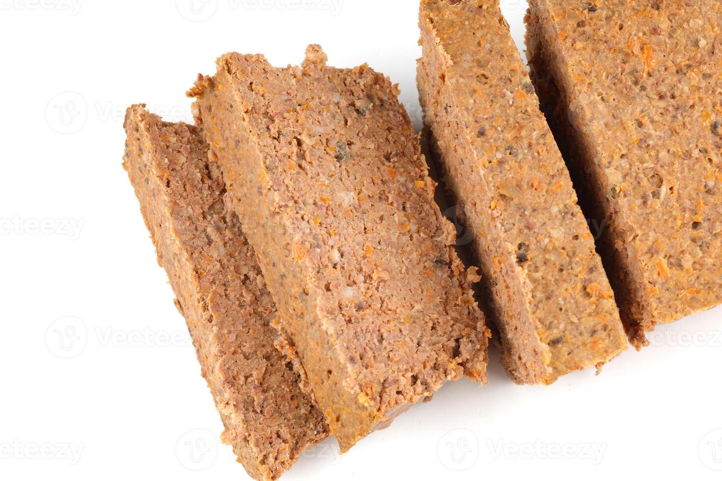 Liver pate sliced on a white background isolate. photo