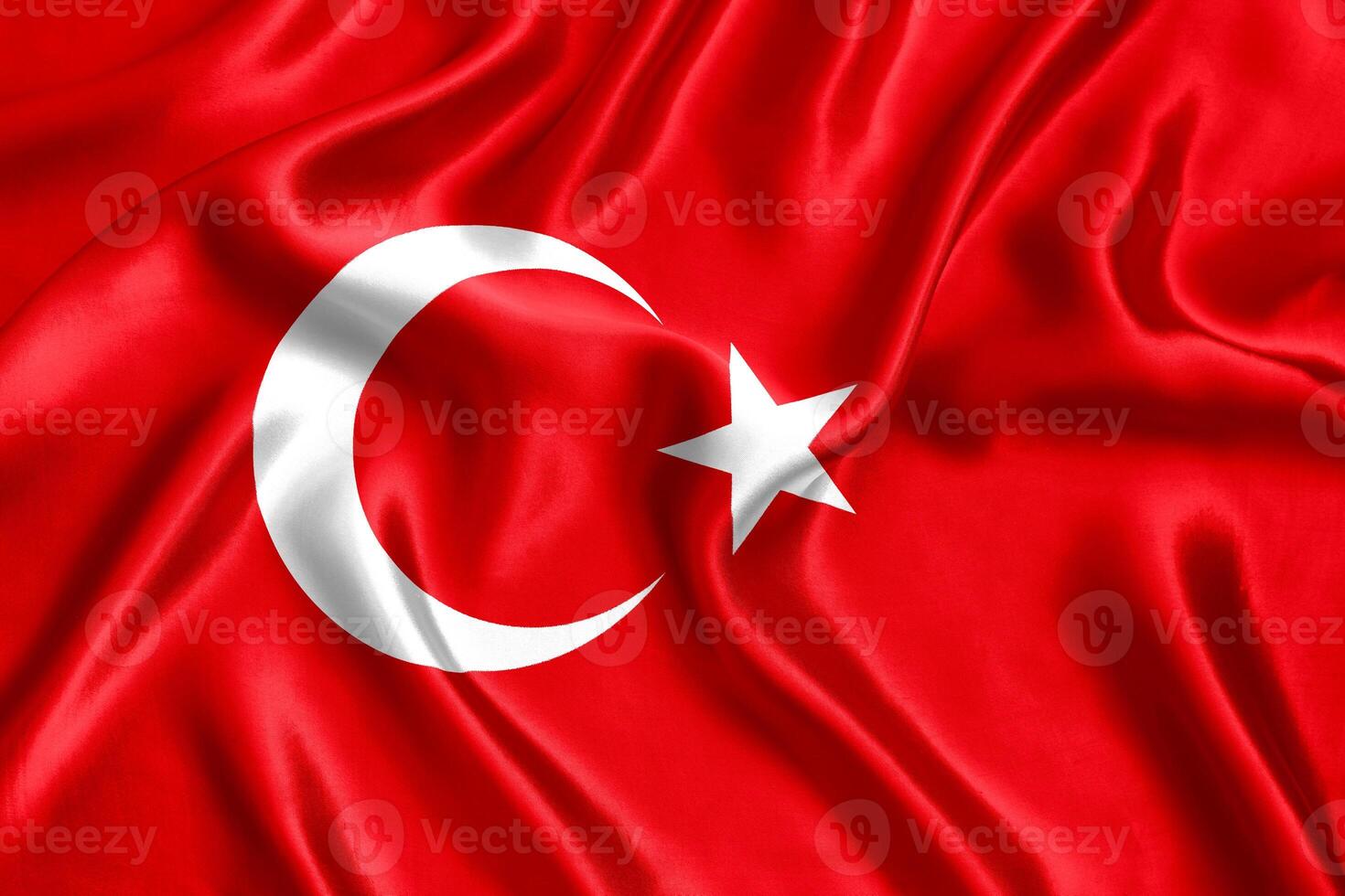 Flag of Turkey silk close-up photo