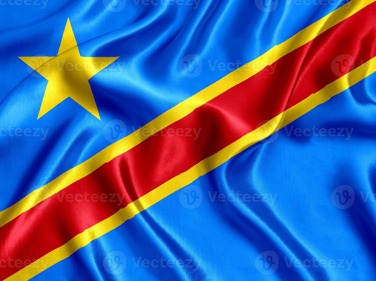 Flag of the Congo silk close-up photo