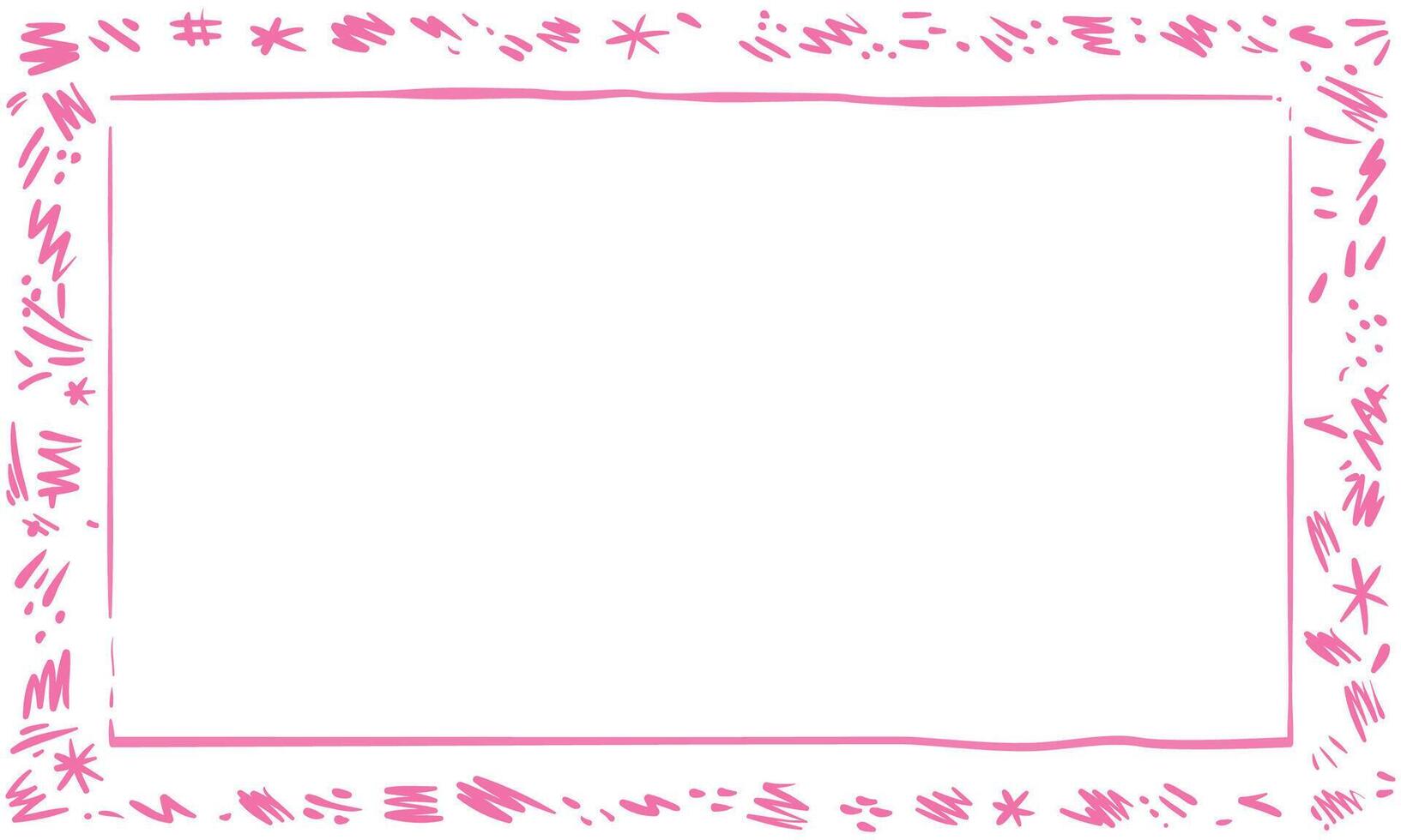 mano dibujado garabatear estilo rectangular marco rosado y blanco vector