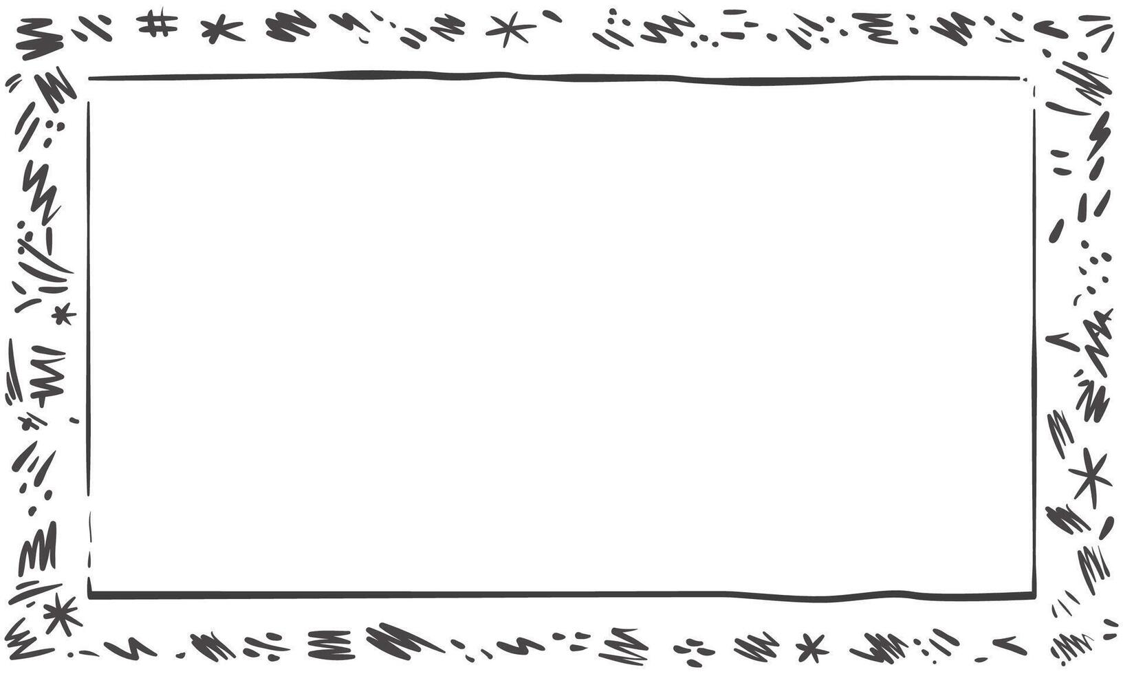 hand drawn doodle style rectangular frame black and white vector