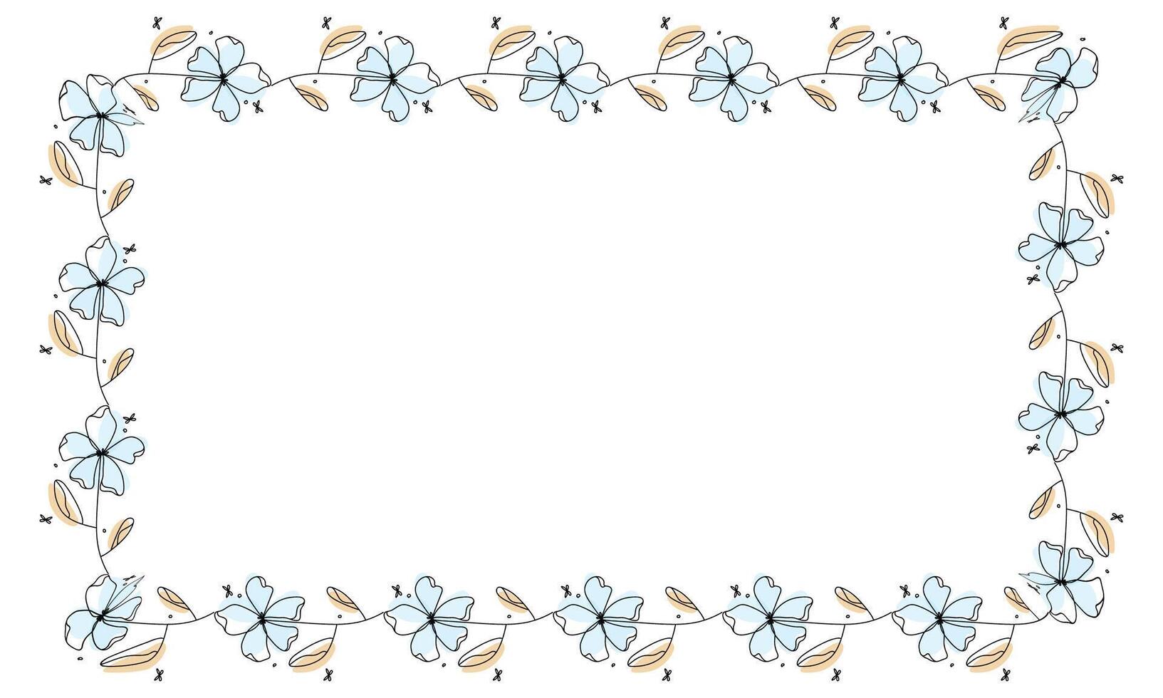 Hand drawn flowers wreath frame on white background vector