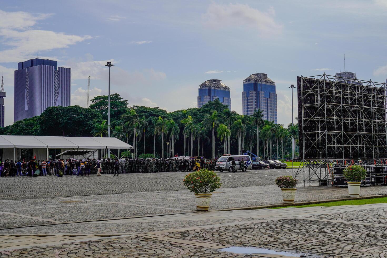 Central Jakarta, January 30, 2024 - beautiful view of skyscrapers with a bright afternoon sky. photo