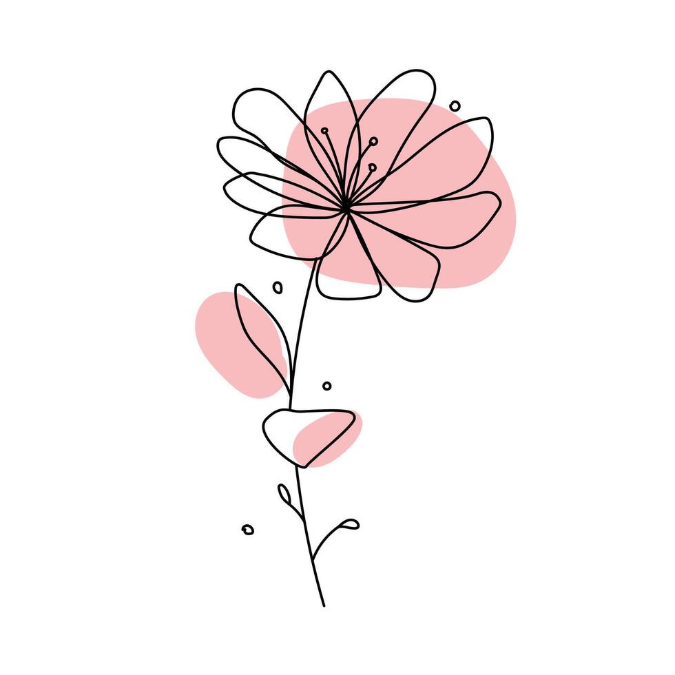 Hand drawn flat design simple flower outline vector