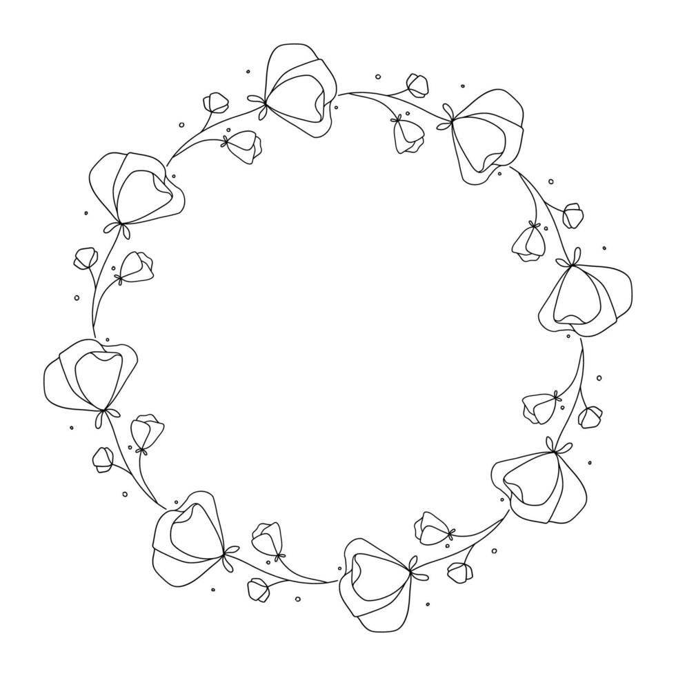 Hand drawn floral wreath on white background vector