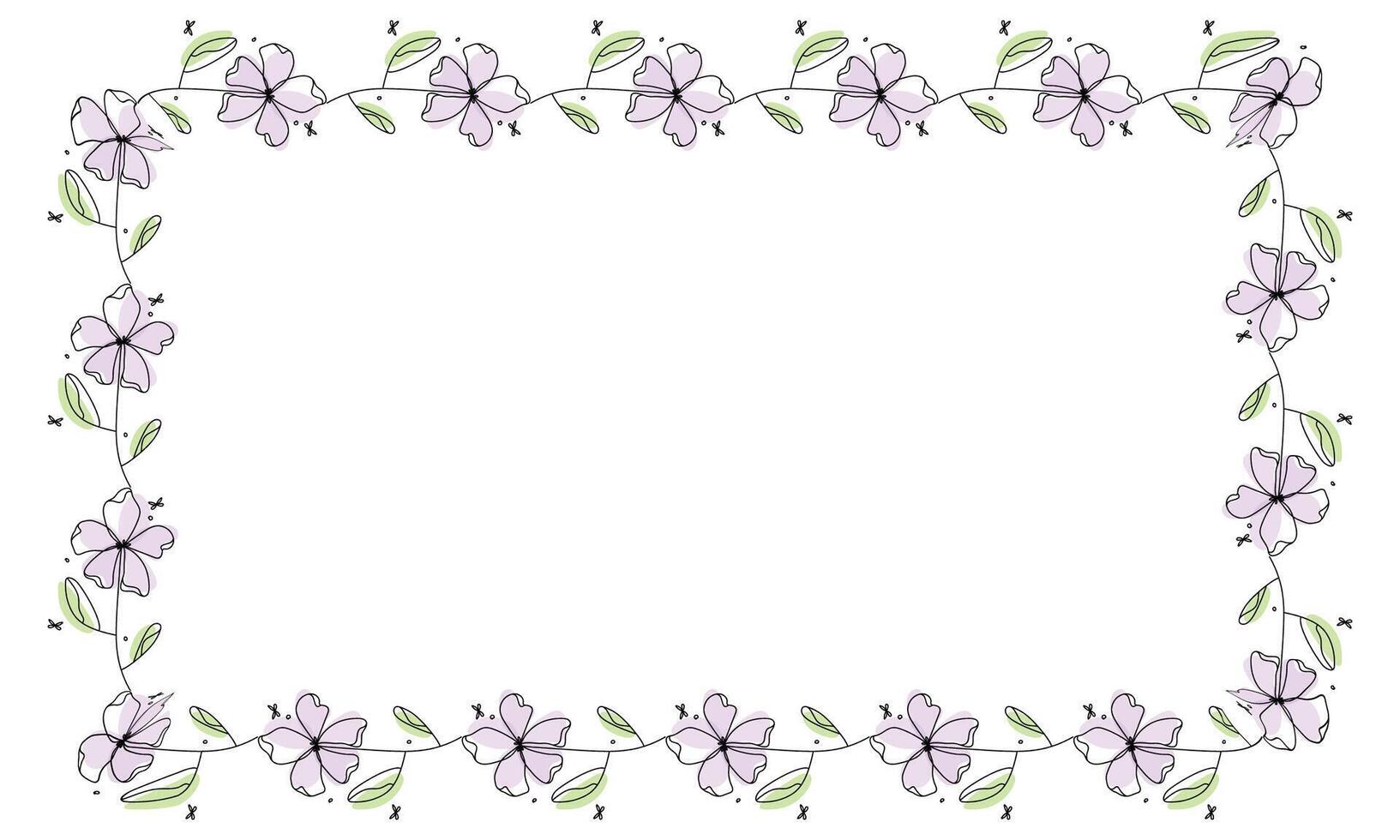 Hand drawn flowers wreath frame on white background vector