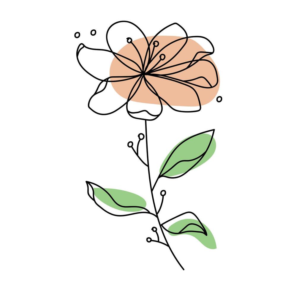 Hand drawn flat design simple flower outline vector