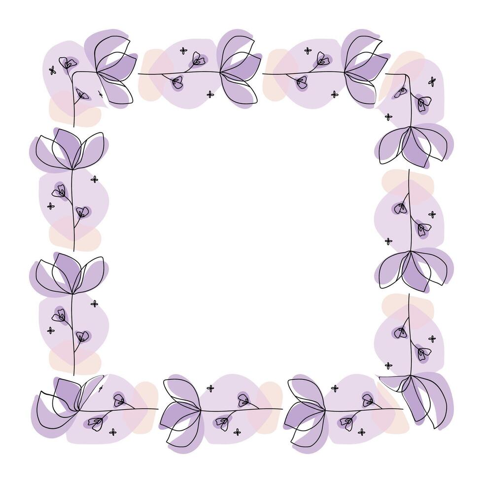 Hand drawn flowers wreath frame on white background vector