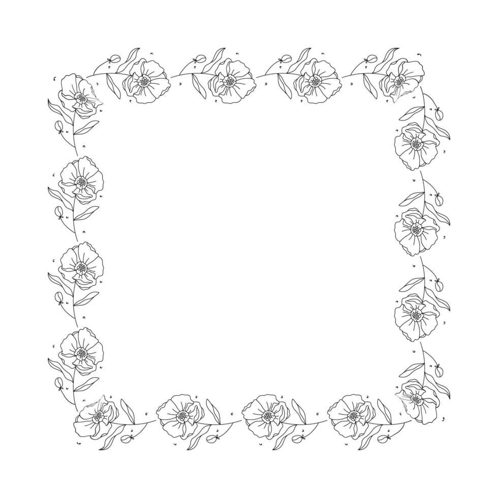 Hand drawn floral wreath on white background vector