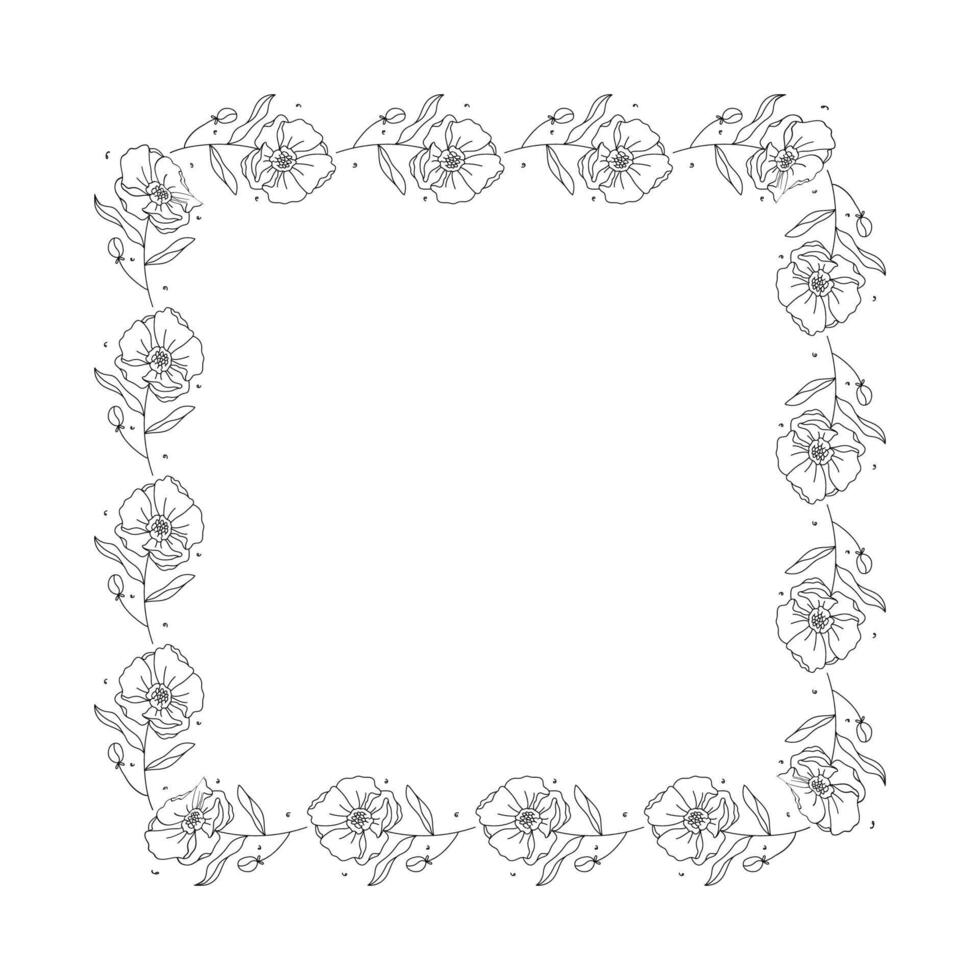 Hand drawn floral wreath on white background vector