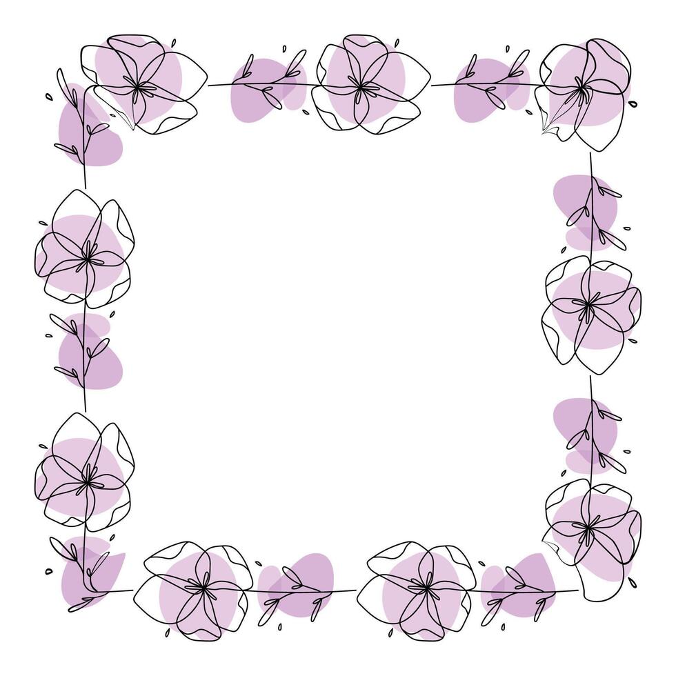 Hand drawn flowers wreath frame on white background vector