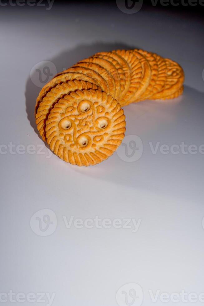 biscuits isolated on a white table. photo