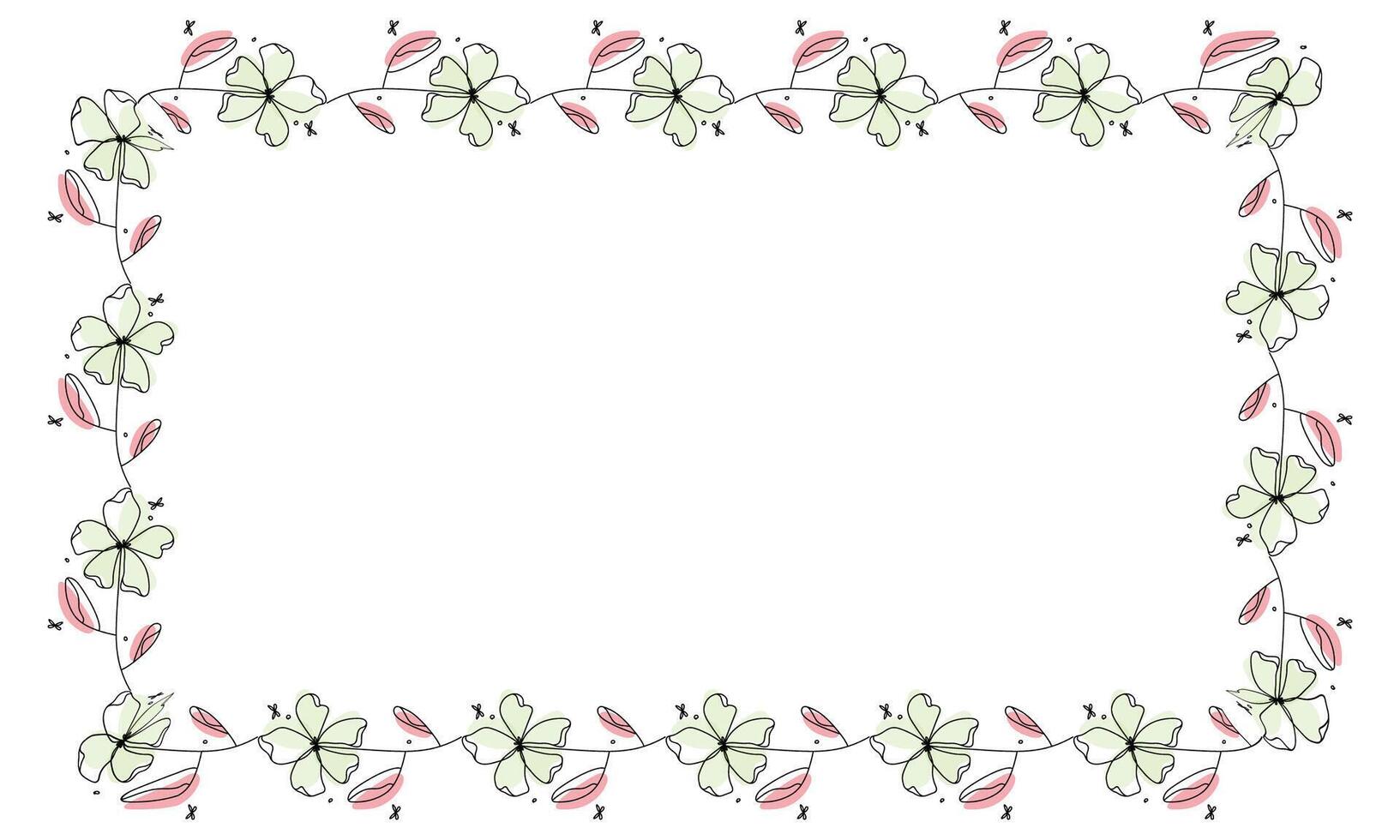 Hand drawn flowers wreath frame on white background vector