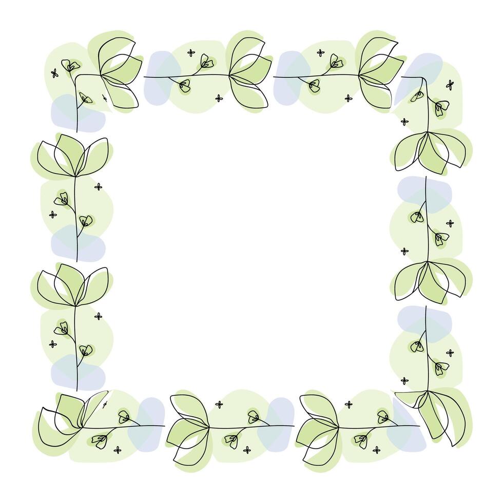 Hand drawn flowers wreath frame on white background vector