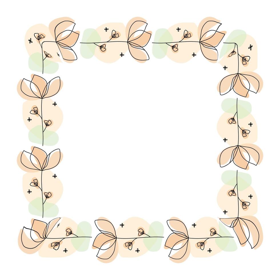 Hand drawn flowers wreath frame on white background vector