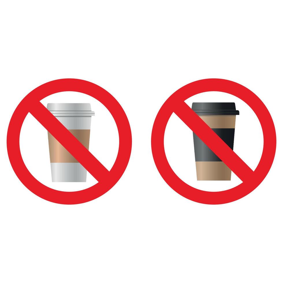 prohibido bebida o café prohibido signo. ilustración vector