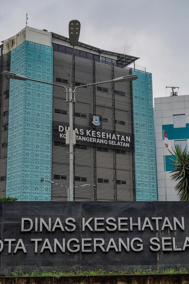 serpong south tangerang, january 31, 2024 - Indonesian, front view of the South Tangerang City Health Service building. photo