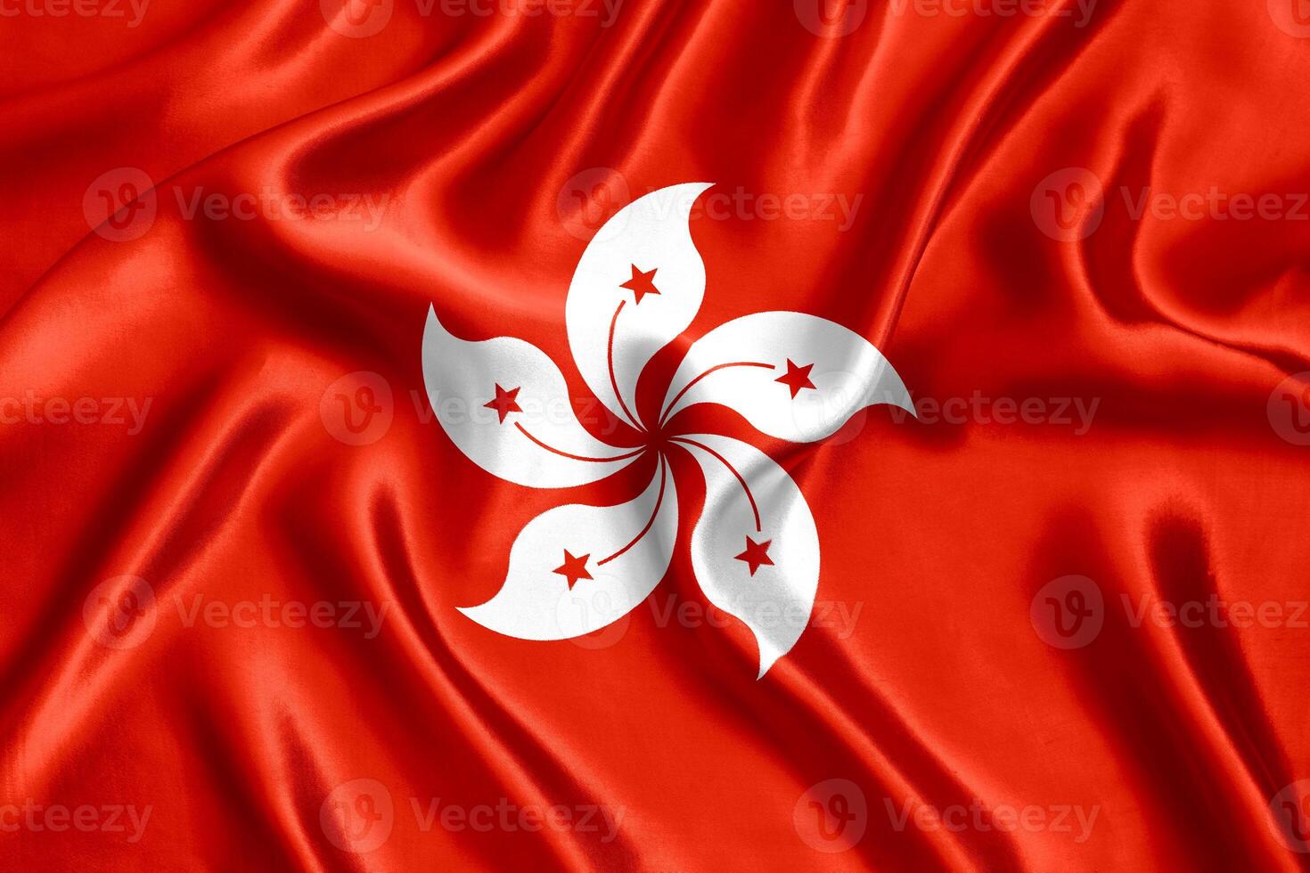 Flag of Hong Kong silk close-up photo