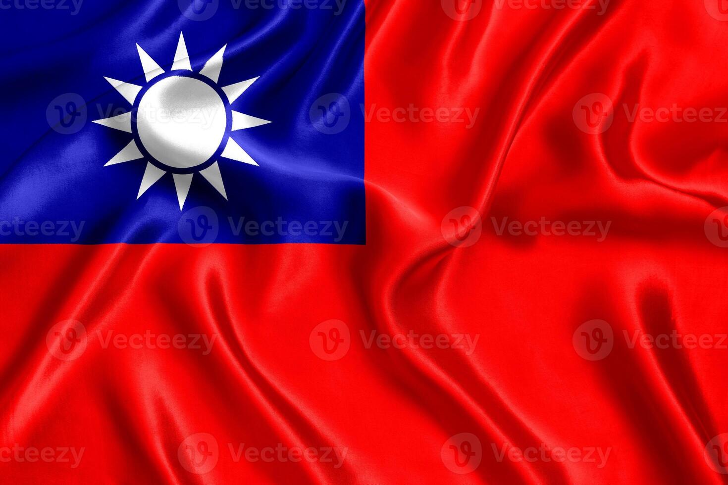 Flag of Taiwan silk close-up photo