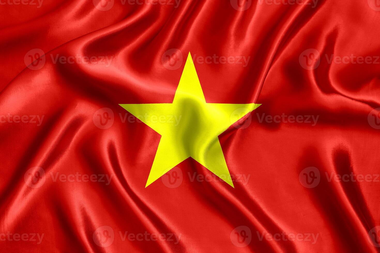 Flag of Vietnam silk close-up photo