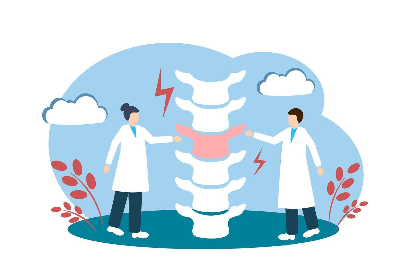Back pain. doctors treat the spine vector