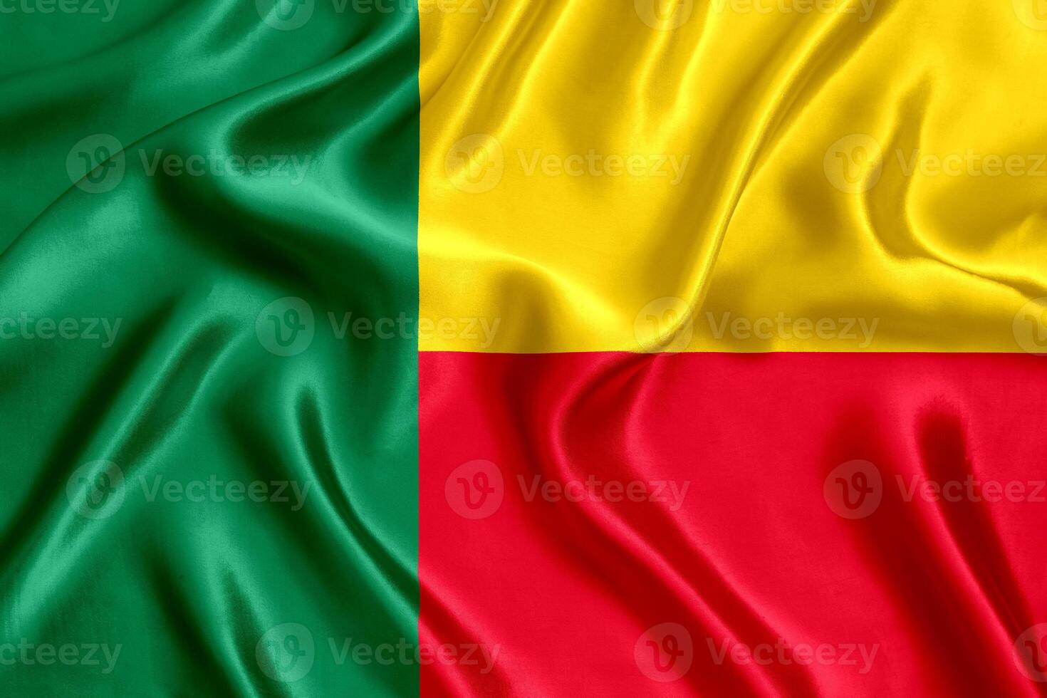 Flag of Benin silk close-up photo