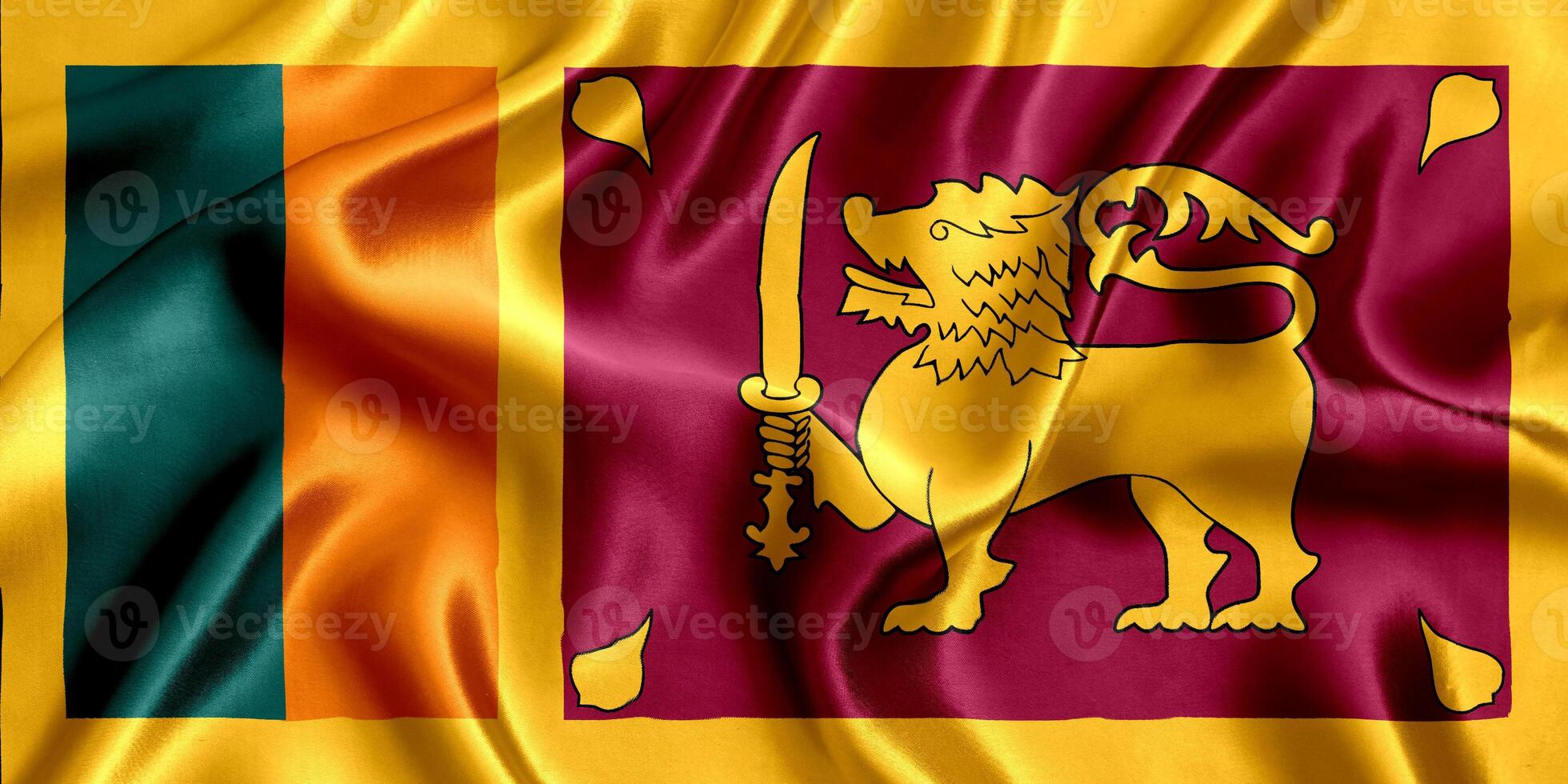 Flag of Sri Lanka silk close-up photo