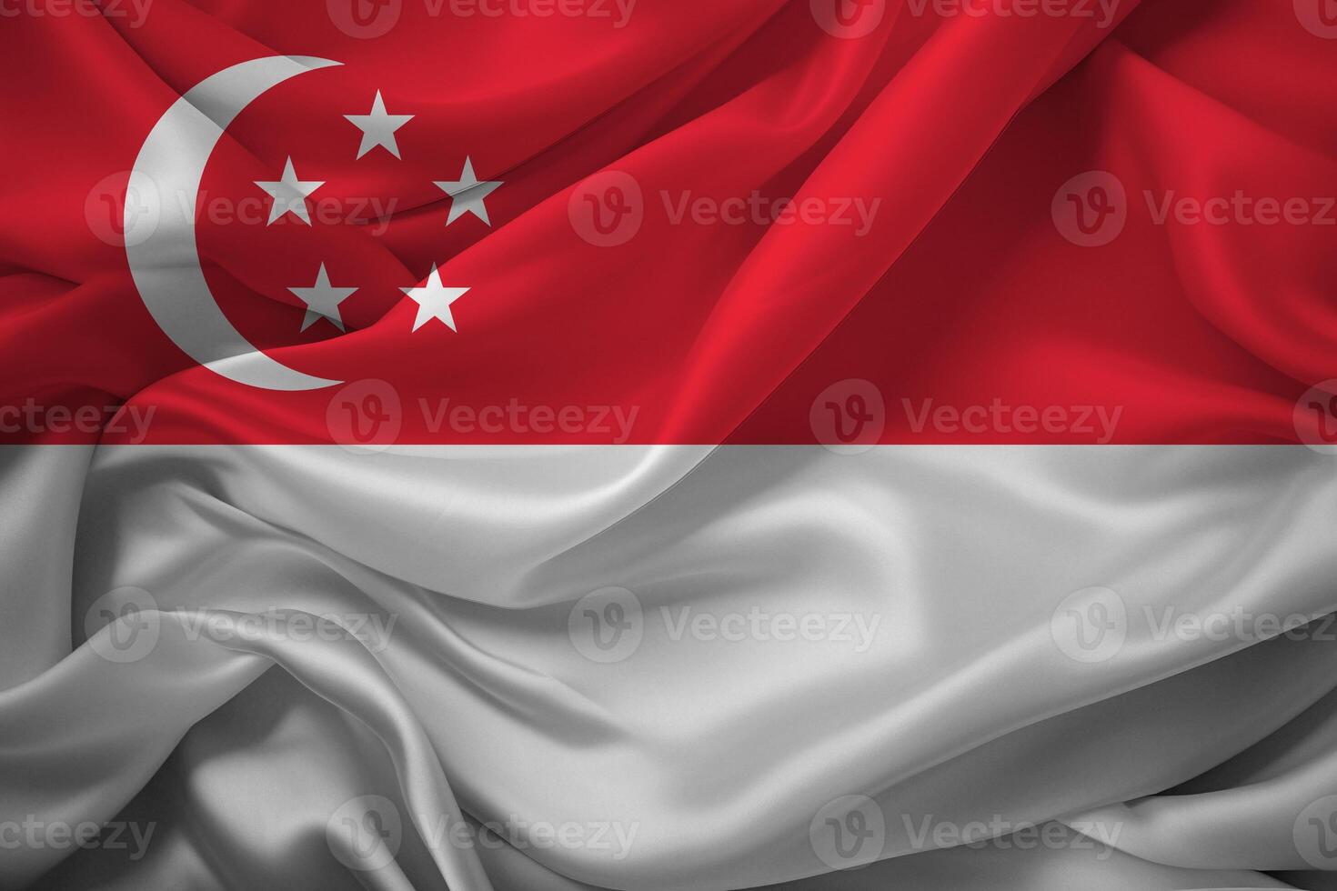 Singapore Flag with Crescent and Stars photo