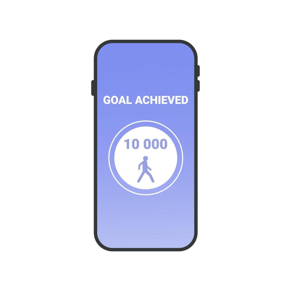 10,000 steps a day is the norm. Walk health. Pedometer app. Tracking. vector