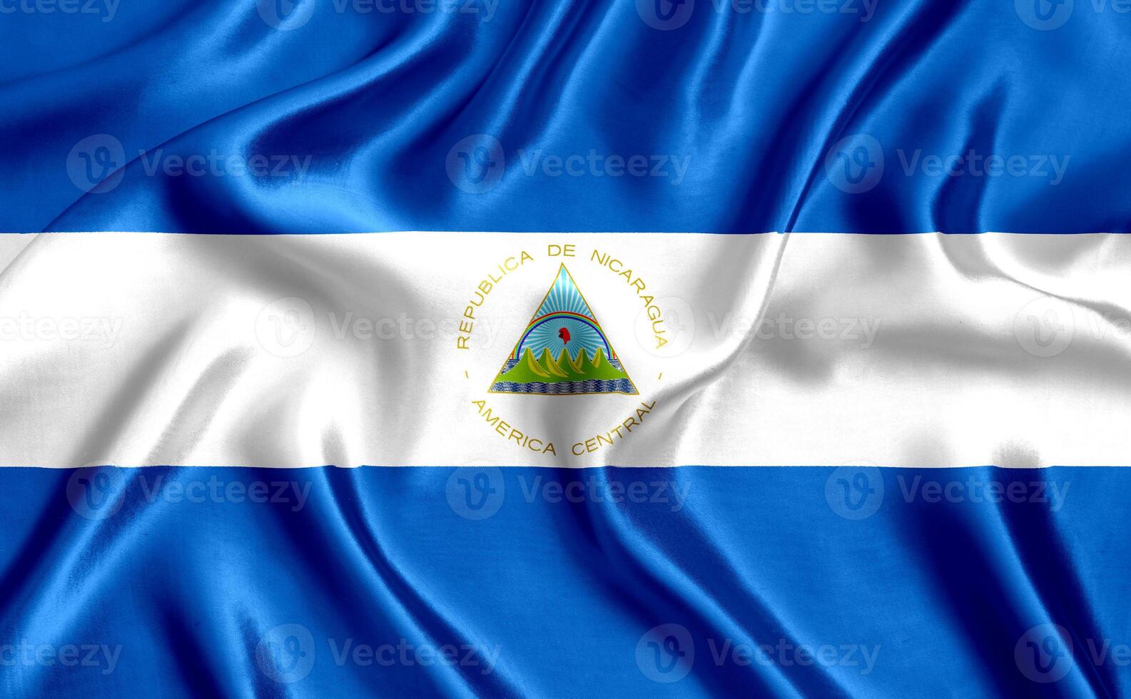 Flag of Nicaragua silk close-up photo