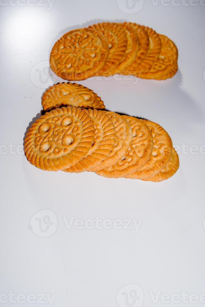 biscuits isolated on a white table. photo