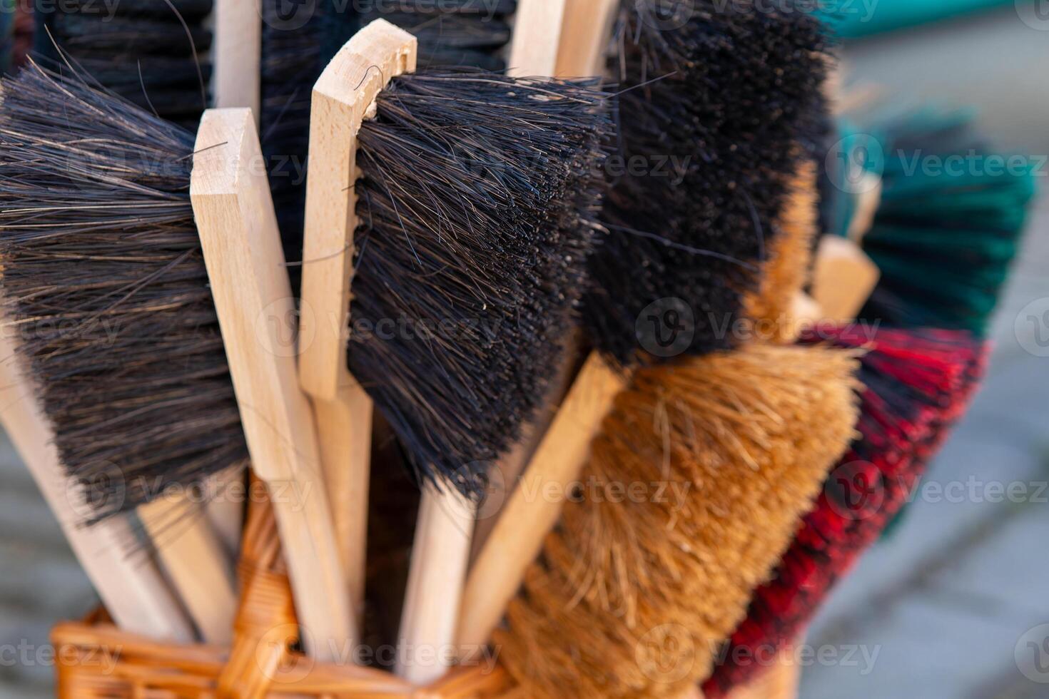 various brushes for the household on sale photo
