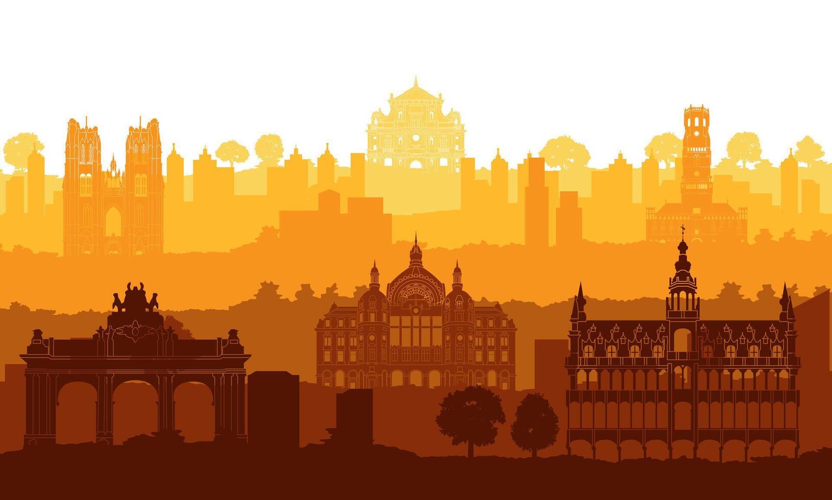 Belgium famous landmark silhouette style vector