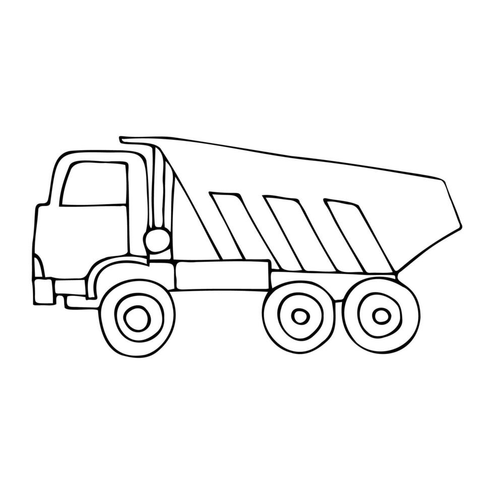 truck, hand drawn in cartoon style on a white background. vector