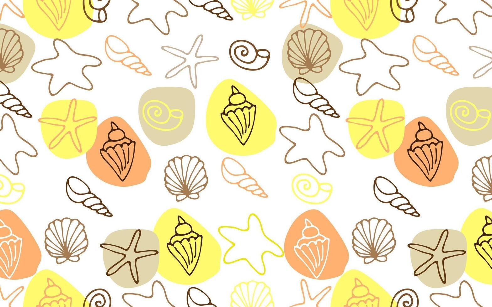 seamless pattern with shells and starfish on a white background. vector