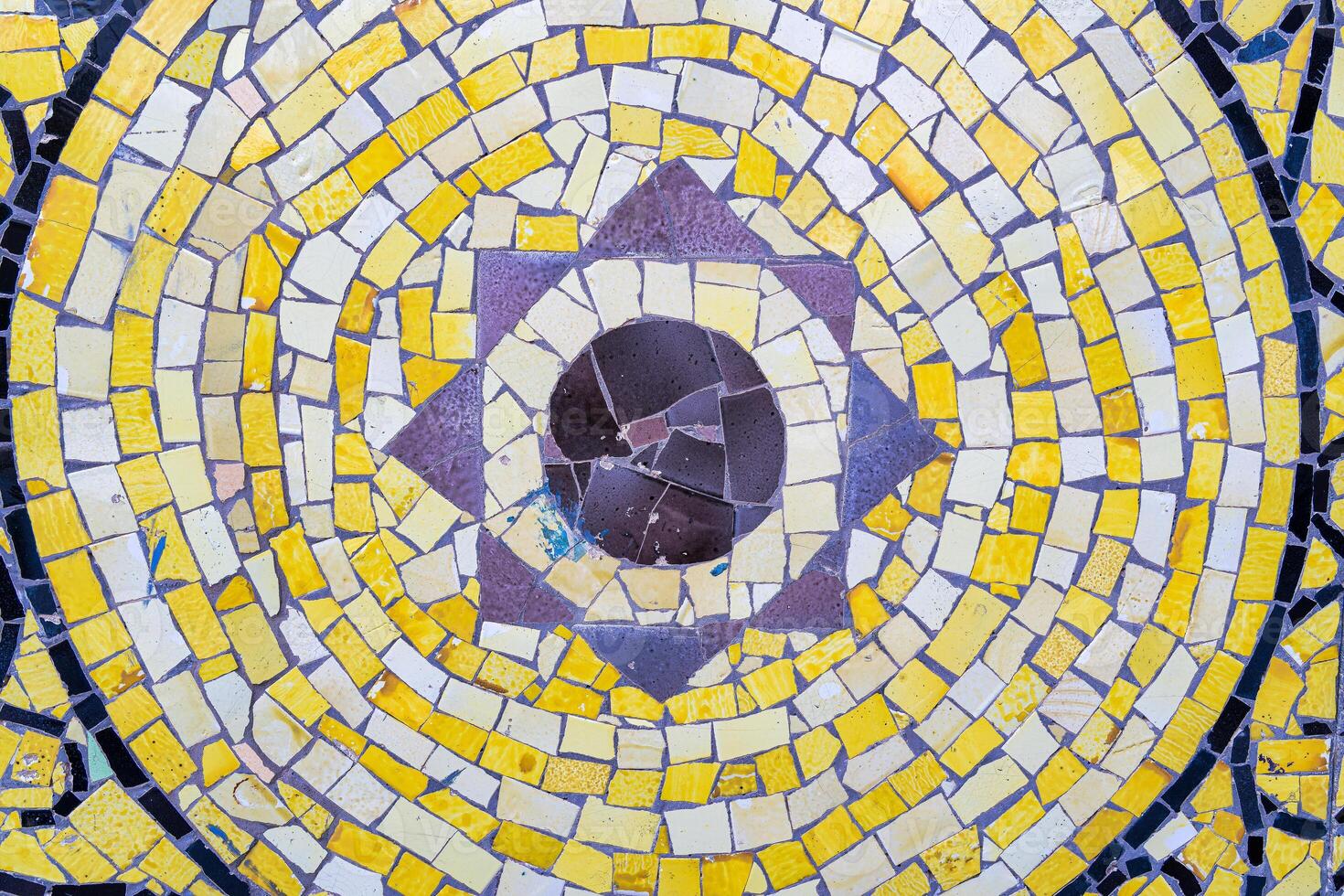 Close-up view of beautiful colorful decorative mosaic tiles. Abstract background. photo