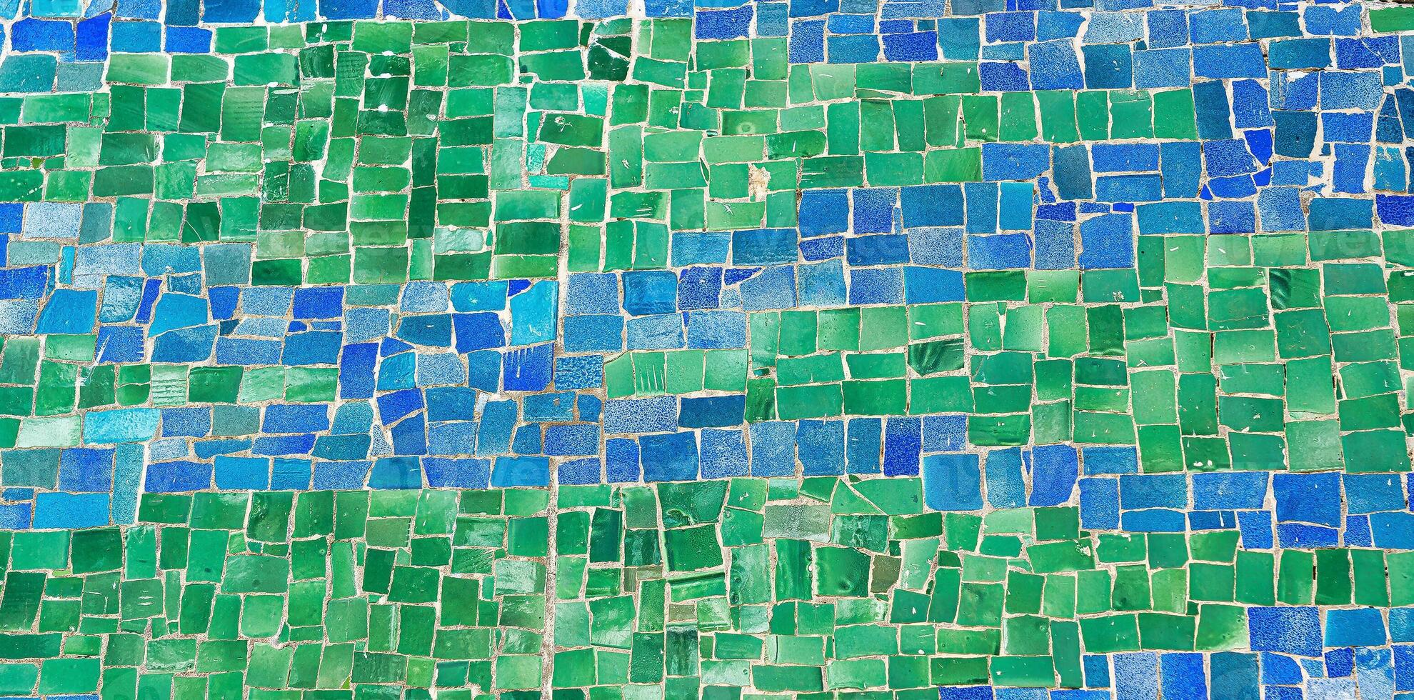 Close-up view of beautiful colorful decorative mosaic tiles. Abstract background. photo