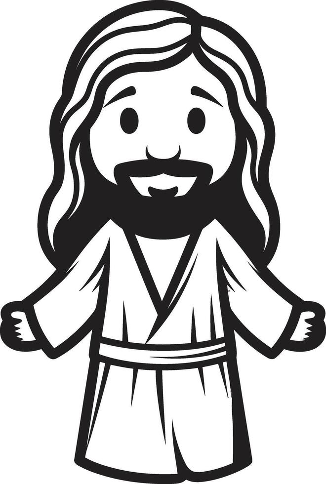 Blessed Savior Cute Black Jesus Kind Redeemer Cartoon Jesus Black vector