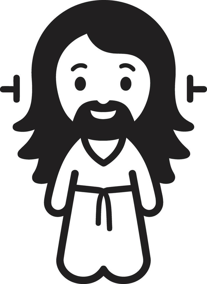 Holy Embrace Cartoon Jesus Black Messiahs Radiance Cute Black vector