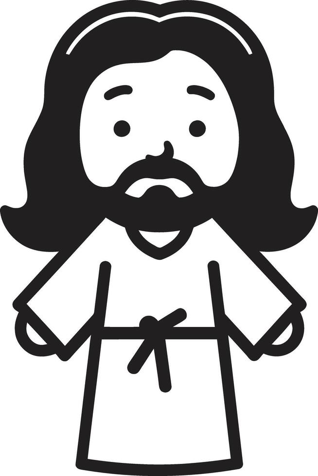 Peaceful Presence Cute Black Holy Embrace Cartoon Jesus Black vector