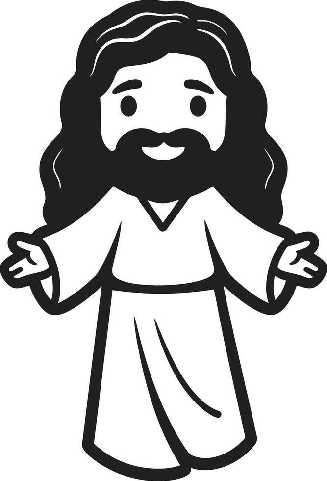 Messiahs Embrace Cute Black Heavenly Grace Cartoon Jesus vector